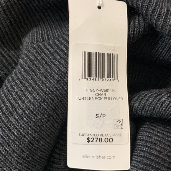NWT EILEEN FISHER MERINO TURTLENECK TOP IN RESPONSIBLE WOOL - Picture 13 of 16
